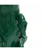 LuxenHome Marine Green Ceramic Fish 12.2-Inch Tall Vase