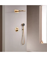 3-Function Thermostatic Shower System with Handheld Shower Head Luxury Shower Faucet Waterfall and Rainfall Shower Head