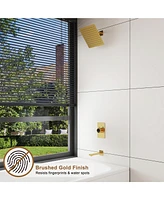 Integrated 2 Function Shower Faucet Set Wall-Mounted Head with Bathtub Spout Rainfall Head, Brushed Gold