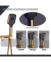 Luxury Led Shower System with Side Body Jets and Handheld Head Faucet Set Shelf Hook, Brushed Nickel
