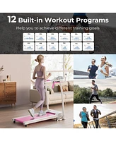 Foldable Treadmill, Freestanding Easy Assembly Folding Treadmill with 12 Preset Programs, Lcd Monitor, Built-in Wheels & Pulse Sensor, Portable Compac