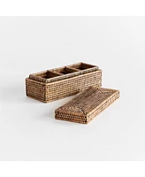 Burma Rattan 3-Compartment Lidded Box