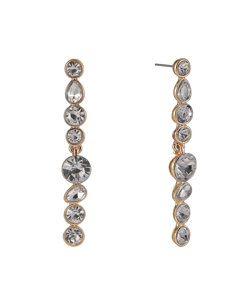 Laundry by Shelli Segal Gold Tone and Bezel Crystal Stone Linear Earrings