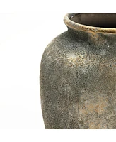 LuxenHome Rustic Gold and Brown Terracotta -Inch Tall Urn Vase