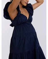 Women's Ruffle Sleeve Tie-Back Maxi Maternity Dress - Motherhood