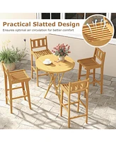 Teak Wood Bar Chair with Footrest and Backrest for Deck Poolside Garden