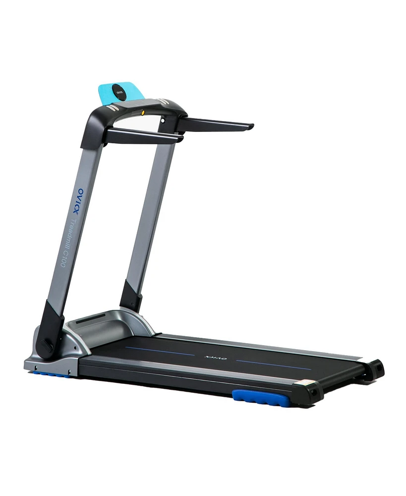 Ovicx Portable Foldable Compact Home Treadmill with Shock Absorption with Bluetooth Connectivity, Fitness Tracking App, and Pulse Sensors