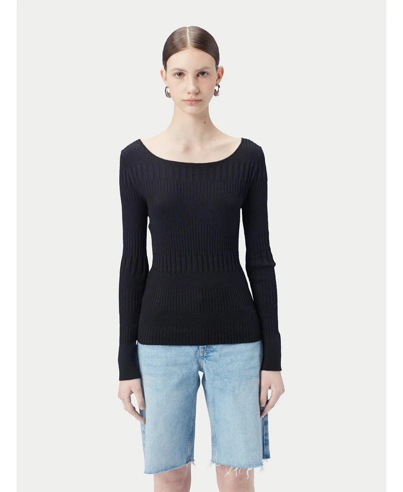 Gobi Cashmere Women's Ribbed Cotton Silk Blend Sweater