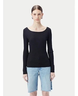 Gobi Cashmere Women's Ribbed Cotton Silk Blend Sweater