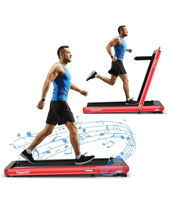 4.75HP 2 In 1 Folding Walking Pad Treadmill with Remote App Control