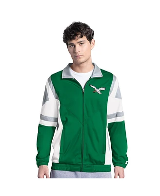 Starter Men's Green Philadelphia Eagles Contender Vintage Logo Full-Zip Track Jacket