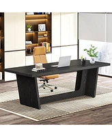 Tribesigns 70.87-Inch Executive Computer Desk: Large Home Office Desk with Solid Wooden Pedestal, Industrial Wood Study Writing Table, Workstation Bus