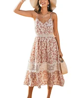 Women's Blushing Bouquet Floral Midi Beach Dress