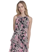 Tommy Hilfiger Women's Floral Ruffle-Tiered Halter Maxi Dress