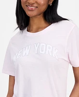 Rebellious One Juniors' Rhinestone New York Graphic T-Shirt