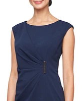 Sl Fashions Women's Hardware-Trim Side-Pleated Dress