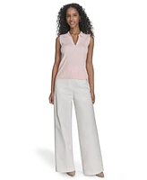Calvin Klein Women's Collared Ribbed Knit Sleeveless Sweater
