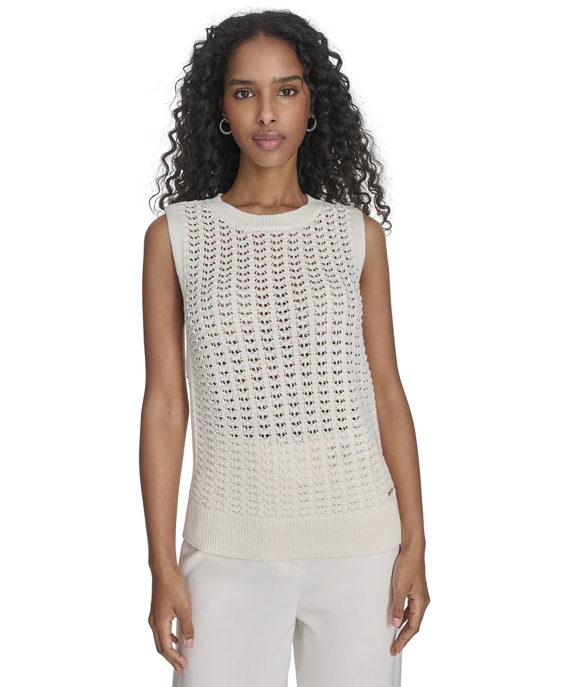 Calvin Klein Women's Sleeveless Cotton Crochet Top