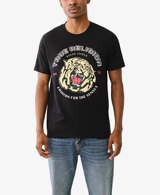 True Religion Men's Short Sleeve Tiger Face T-Shirt