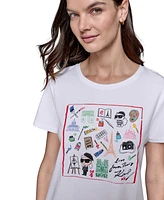 Karl Lagerfeld Paris Women's Art Motif Logo T-Shirt