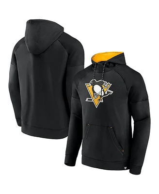 Fanatics Men's Black Pittsburgh Penguins Iconic Defender Raglan Pullover Hoodie