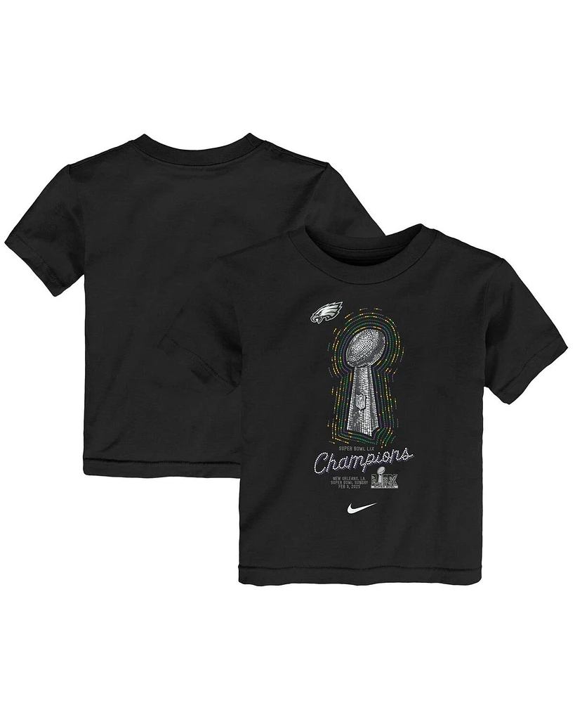 Nike Toddler Black Philadelphia Eagles Super Bowl Lix Champions Lombardi Trophy T-Shirt