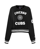 Pro Standard Women's Black Chicago Cubs Cultivated-Pearl Cropped Pullover Sweatshirt