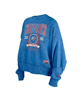 New Era Women's Blue Oklahoma City Thunder Hardwood Classics Enzyme Wash Oversized Boxy Pullover Sweatshirt