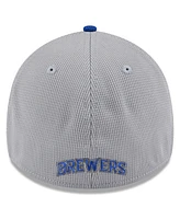 New Era Men's Gray/Royal Milwaukee Brewers 2025 Batting Practice 39THIRTY Flex Hat