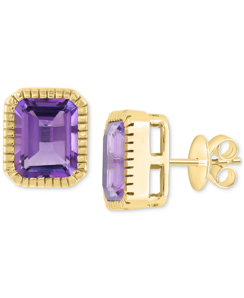 Effy Amethyst Emerald-Cut Stud Earrings (5-5/8 ct. t.w.) in 14k Gold-Plated Sterling Silver
