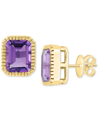 Effy Amethyst Emerald-Cut Stud Earrings (5-5/8 ct. t.w.) in 14k Gold-Plated Sterling Silver