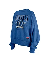 New Era Women's Blue Dallas Mavericks Hardwood Classics Enzyme Wash Oversized Boxy Pullover Sweatshirt