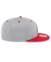 New Era Men's Gray/Red Los Angeles Angels 2025 Batting Practice 59FIFTY Fitted Hat