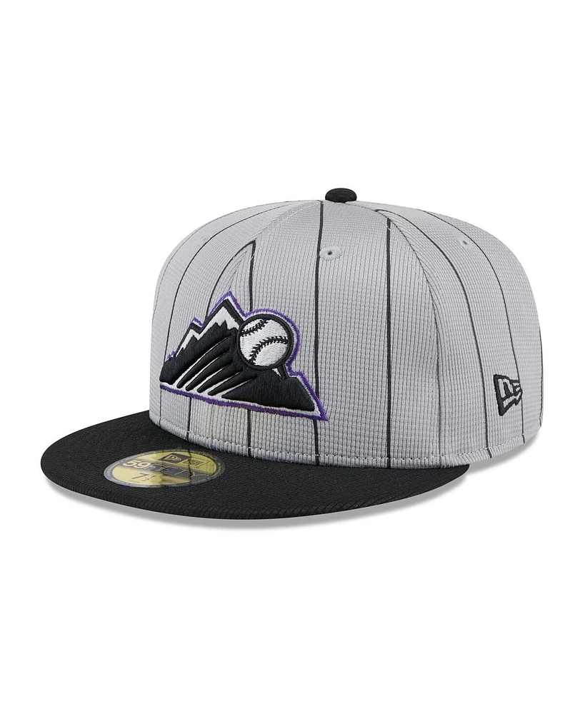 New Era Men's Gray/Black Colorado Rockies 2025 Batting Practice 59FIFTY Fitted Hat