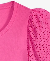 On 34th Women's Eyelet-Sleeve Rib-Knit Top, Exclusively at Macy's