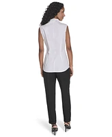 Calvin Klein Women's Sleeveless Button-Front Cotton Shirt