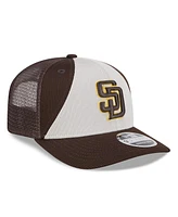 New Era Men's Cream/Brown San Diego Padres 2025 Batting Practice 9SEVENTY Stretch-Snap Trucker Hat