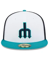 New Era Men's Navy/Aqua Seattle Mariners 2025 Mlb Clubhouse 59FIFTY Fitted Hat