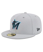 New Era Men's Gray Miami Marlins 2025 Mlb Clubhouse 59FIFTY Fitted Hat