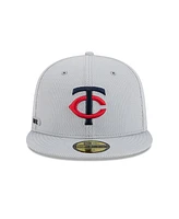 New Era Men's Gray Minnesota Twins 2025 Mlb Clubhouse 59FIFTY Fitted Hat