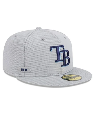 New Era Men's Gray Tampa Bay Rays 2025 Mlb Clubhouse 59FIFTY Fitted Hat