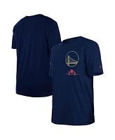 New Era Men's Navy Golden State Warriors 2024/25 City Edition Chenille Heavyweight T-Shirt