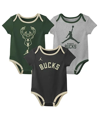 Jordan Baby Boys and Girls 3-Piece Milwaukee Bucks Statement Edition Bodysuit Set