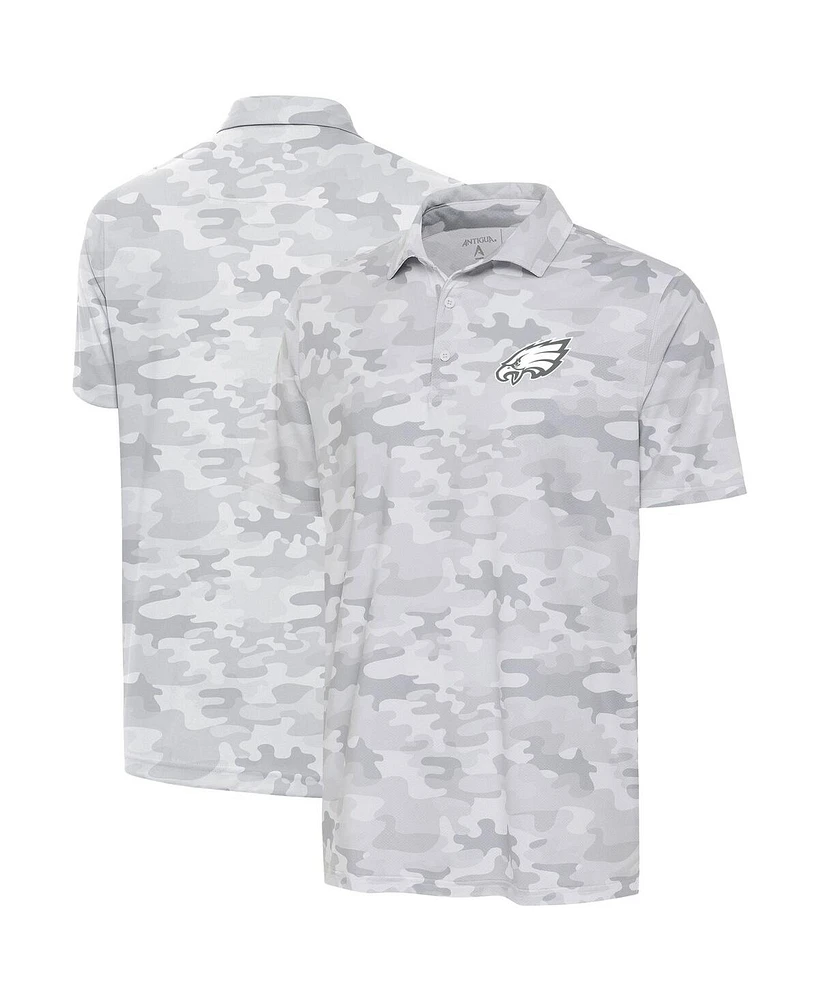 Antigua Men's White Philadelphia Eagles Anthracite Logo Collide Polo Shirt