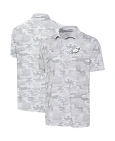 Antigua Men's White Philadelphia Eagles Anthracite Logo Collide Polo Shirt