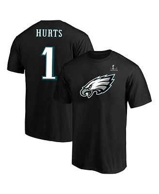 Fanatics Men's Jalen Hurts Black Philadelphia Eagles Super Bowl Lix Big Tall Player Name Number T-Shirt