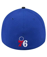 New Era Men's Royal/Black Philadelphia 76ers Sport Night Visor Hit 39THIRTY Flex Hat