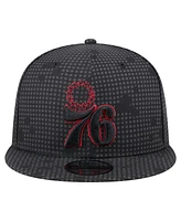 New Era Men's Black Philadelphia 76ers Midnight Ink Pop Outline 9FIFTY Snapback Hat