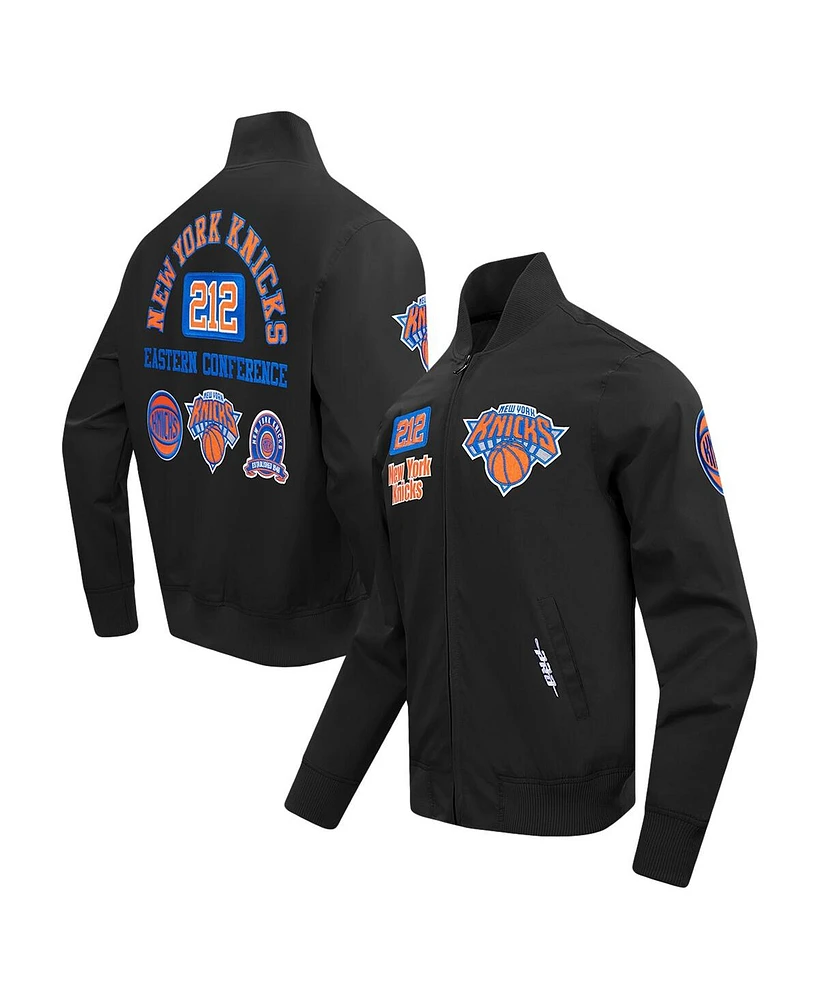 Pro Standard Men's Black New York Knicks Area Code Twill Full-Zip Jacket