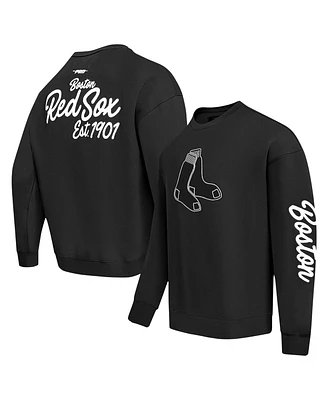 Pro Standard Men's Black Boston Red Sox Paint The City Dropped Shoulder Pullover Sweatshirt